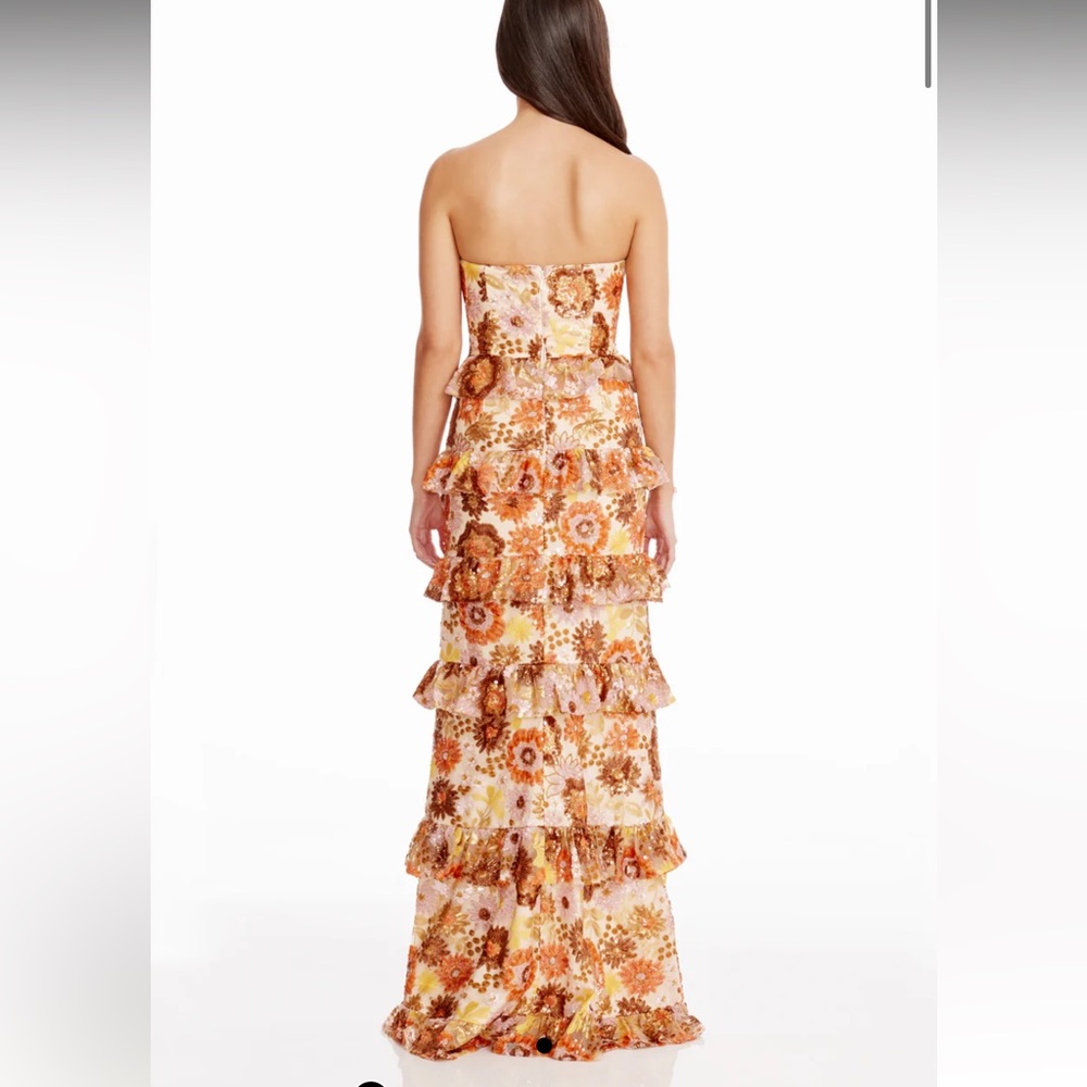 New Dress The Population Siriana Sequin Ruffle Gown S - Picture 4 of 10